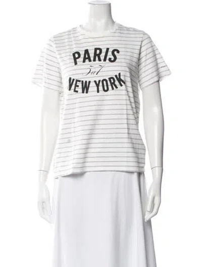Pre-owned Cinq À Sept Striped Crew Neck T-shirt In Neutral