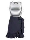 Cinq À Sept Mahlia Stripe Ruffle Minidress In Blue