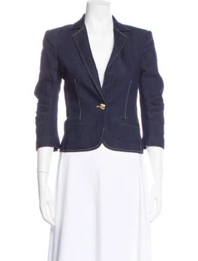 Pre-owned Cinq À Sept Striped Denim Jacket In Blue