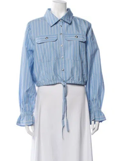 Pre-owned Cinq À Sept Striped Jacket W/ Tags In Blue/white