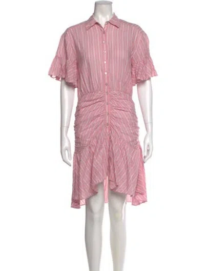 Pre-owned Cinq À Sept Striped Knee-length Dress In Pink