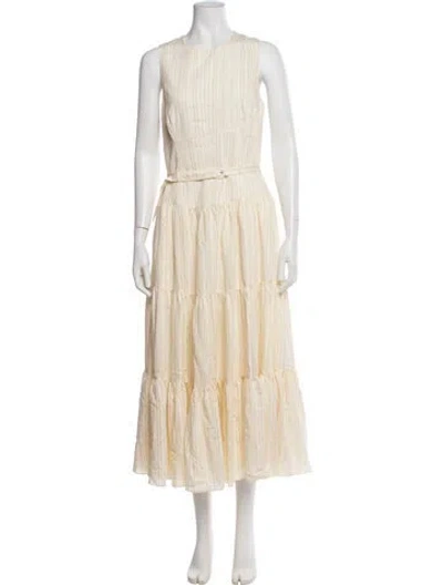 Pre-owned Cinq À Sept Striped Long Dress In Neutrals