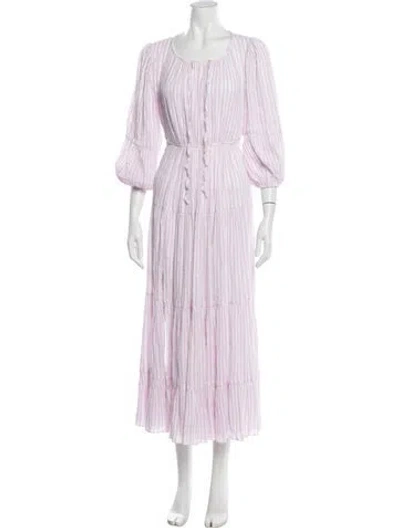 Pre-owned Cinq À Sept Striped Long Dress In Pink
