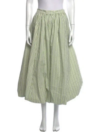 Pre-owned Cinq À Sept Striped Long Skirt In Green