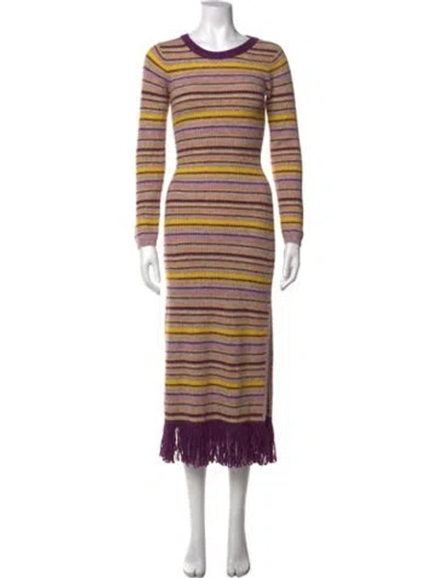 Pre-owned Cinq À Sept Striped Midi Length Dress W/ Tags In Pink