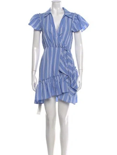 Pre-owned Cinq À Sept Striped Mini Dress In Blue