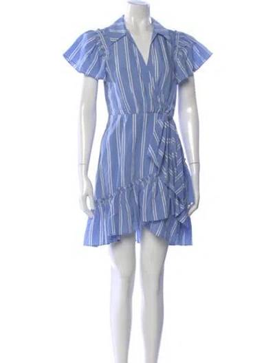 Pre-owned Cinq À Sept Striped Mini Dress In Blue