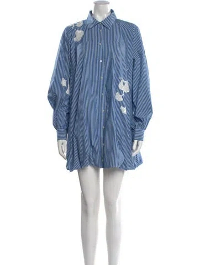 Pre-owned Cinq À Sept Striped Mini Dress In Blue