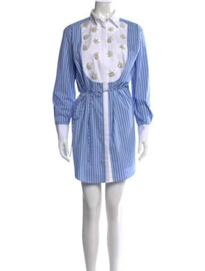 Pre-owned Cinq À Sept Striped Mini Dress In Blue