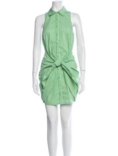 Pre-owned Cinq À Sept Striped Mini Dress In Green