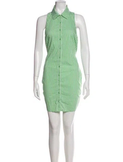Pre-owned Cinq À Sept Striped Mini Dress In Green