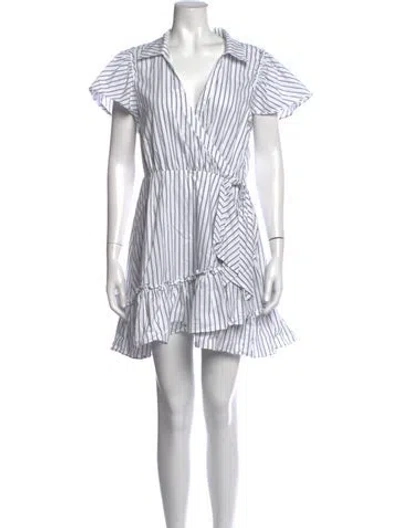 Pre-owned Cinq À Sept Striped Mini Dress In White