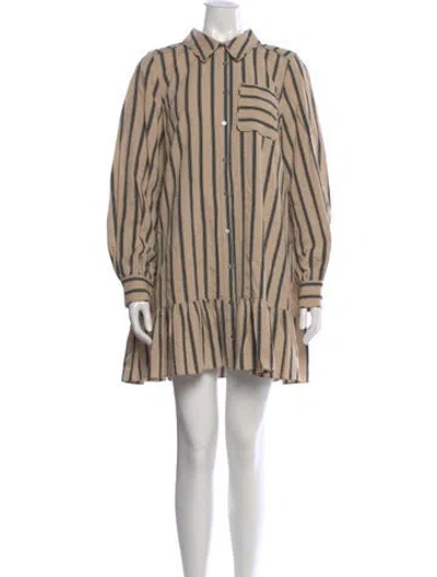 Pre-owned Cinq À Sept Striped Mini Dress In Yellow