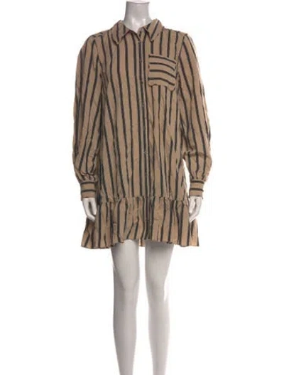 Pre-owned Cinq À Sept Striped Mini Dress In Yellow