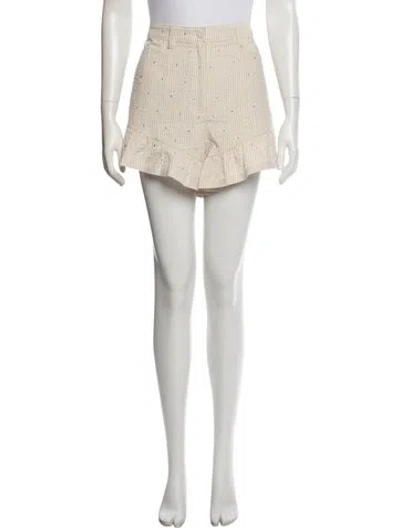 Pre-owned Cinq À Sept Striped Mini Shorts In Neutral