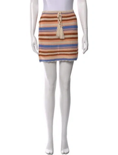 Pre-owned Cinq À Sept Striped Mini Skirt In Blue