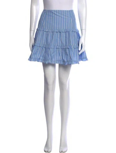 Pre-owned Cinq À Sept Striped Mini Skirt In Blue