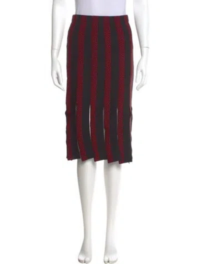 Pre-owned Cinq À Sept Striped Mini Skirt In Red