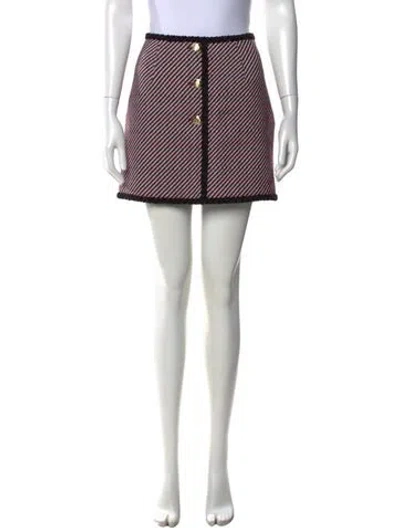 Pre-owned Cinq À Sept Striped Mini Skirt In White