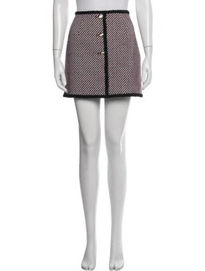 Pre-owned Cinq À Sept Striped Mini Skirt In White