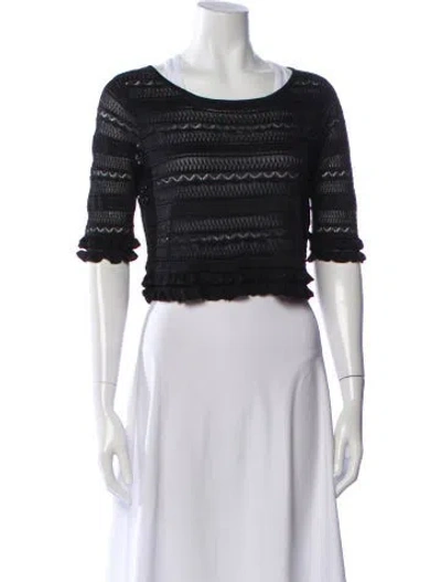 Pre-owned Cinq À Sept Striped Scoop Neck Sweater In Black