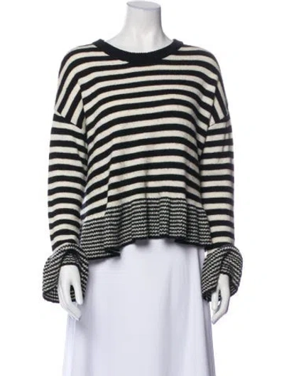 Pre-owned Cinq À Sept Striped Scoop Neck Sweater In Multi