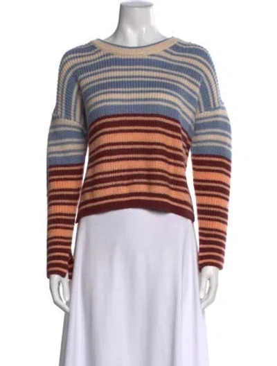 Pre-owned Cinq À Sept Striped Scoop Neck Sweater In Multi
