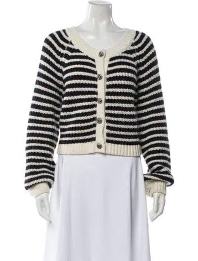 Pre-owned Cinq À Sept Striped Scoop Neck Sweater In Multi
