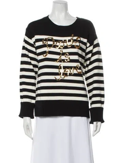 Pre-owned Cinq À Sept Striped Scoop Neck Sweater In Multi