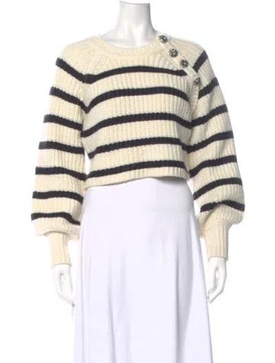 Pre-owned Cinq À Sept Striped Scoop Neck Sweater In Neutral