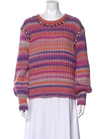 Pre-owned Cinq À Sept Striped Scoop Neck Sweater In Pink