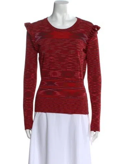 Pre-owned Cinq À Sept Striped Scoop Neck Sweater In Red