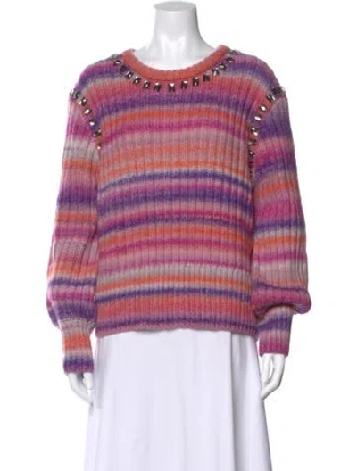 Pre-owned Cinq À Sept Striped Scoop Neck Sweater W/ Tags In Pink