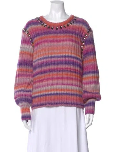 Pre-owned Cinq À Sept Striped Scoop Neck Sweater W/ Tags In Pink