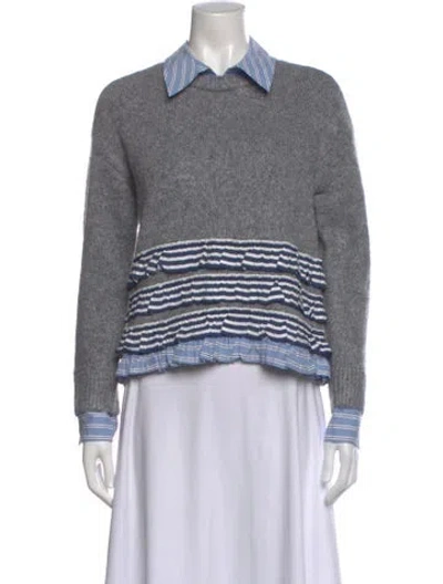 Pre-owned Cinq À Sept Striped Sweater W/ Tags In Gray