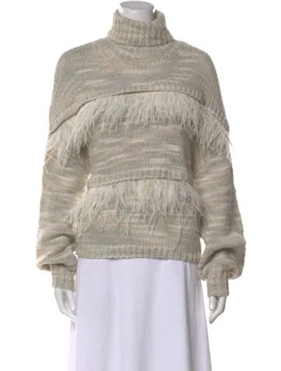 Pre-owned Cinq À Sept Striped Turtleneck Sweater In Gray