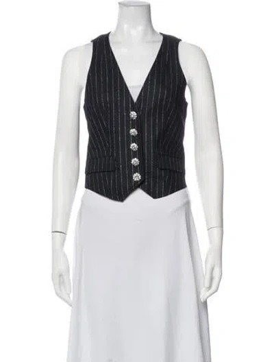 Pre-owned Cinq À Sept Striped Vest W/ Tags In Black