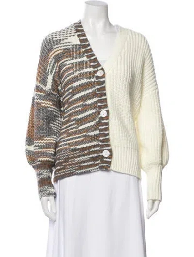 Pre-owned Cinq À Sept Striped V-neck Sweater In Multi