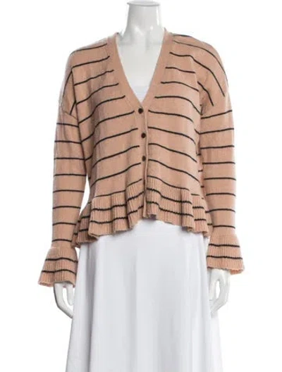 Pre-owned Cinq À Sept Striped V-neck Sweater In Multi