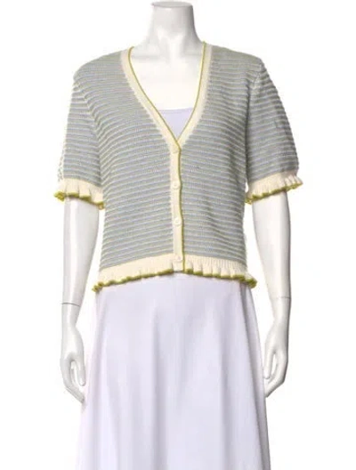 Pre-owned Cinq À Sept Striped V-neck Sweater In Multicolor