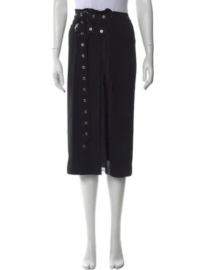 Pre-owned Cinq À Sept Studded Accents Midi Length Skirt In Black
