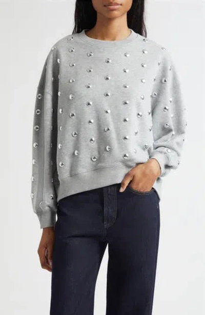 Cinq À Sept Studded Cotton Blend Sweatshirt In Gray