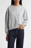 Cinq À Sept Studded Cotton Blend Sweatshirt In Multi