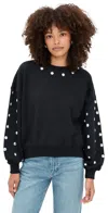 Cinq À Sept Studded Sleeves Brandy Pullover Black/silver In Multi
