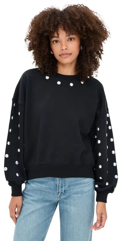 Cinq À Sept Studded Sleeves Brandy Pullover Black/silver In Multi