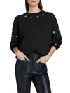 Cinq À Sept Studded Sleeves Brandy Pullover Sweatshirt In Black In Black