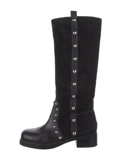 Pre-owned Cinq À Sept Suede Combat Boots In Black