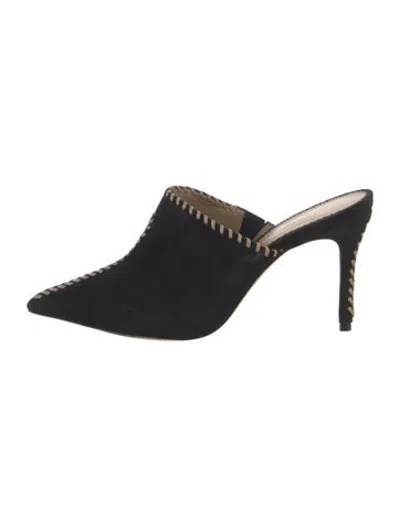 Pre-owned Cinq À Sept Suede Mules In Black