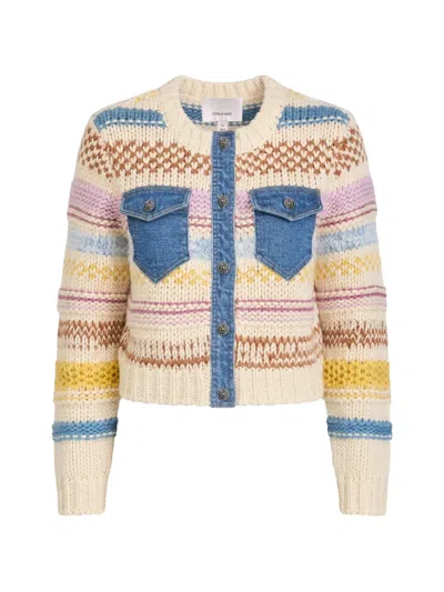 Cinq À Sept Suki Denim-panel Cardigan In Neutral