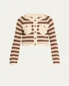 Cinq À Sept Suki Stripe Combo Cardigan In Multi